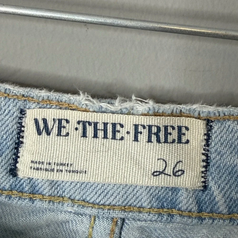 We The Free High Rise Wide Leg Jeans Womens 26 Blue Light Wash‎ Distressed Baggy